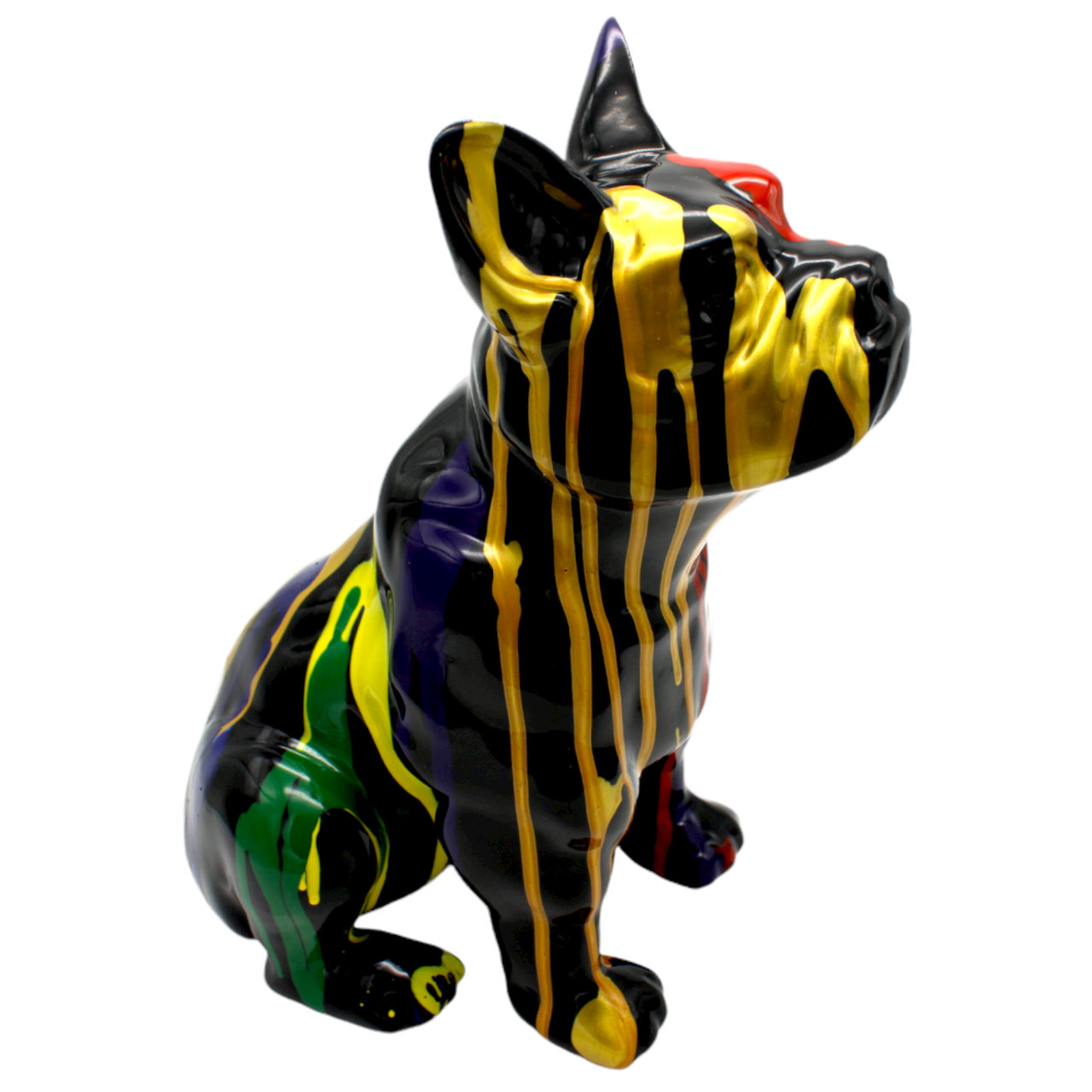 Painted Gold Dripping Expressionist Dog Sculpture - 12" tall