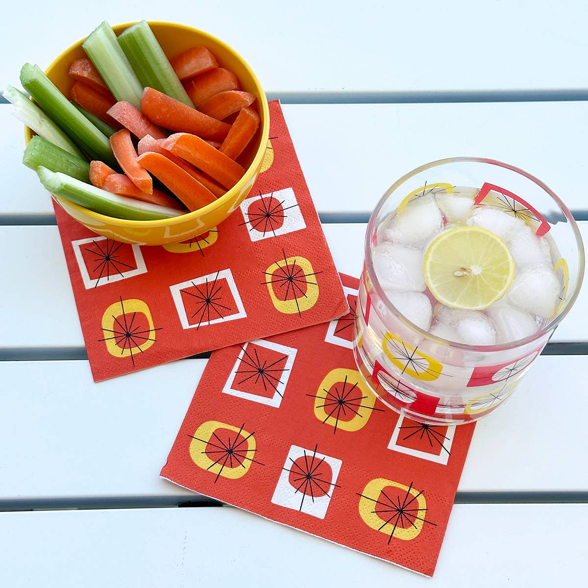 Atomic Design Orange/Yellow Paper Cocktail Napkin Set