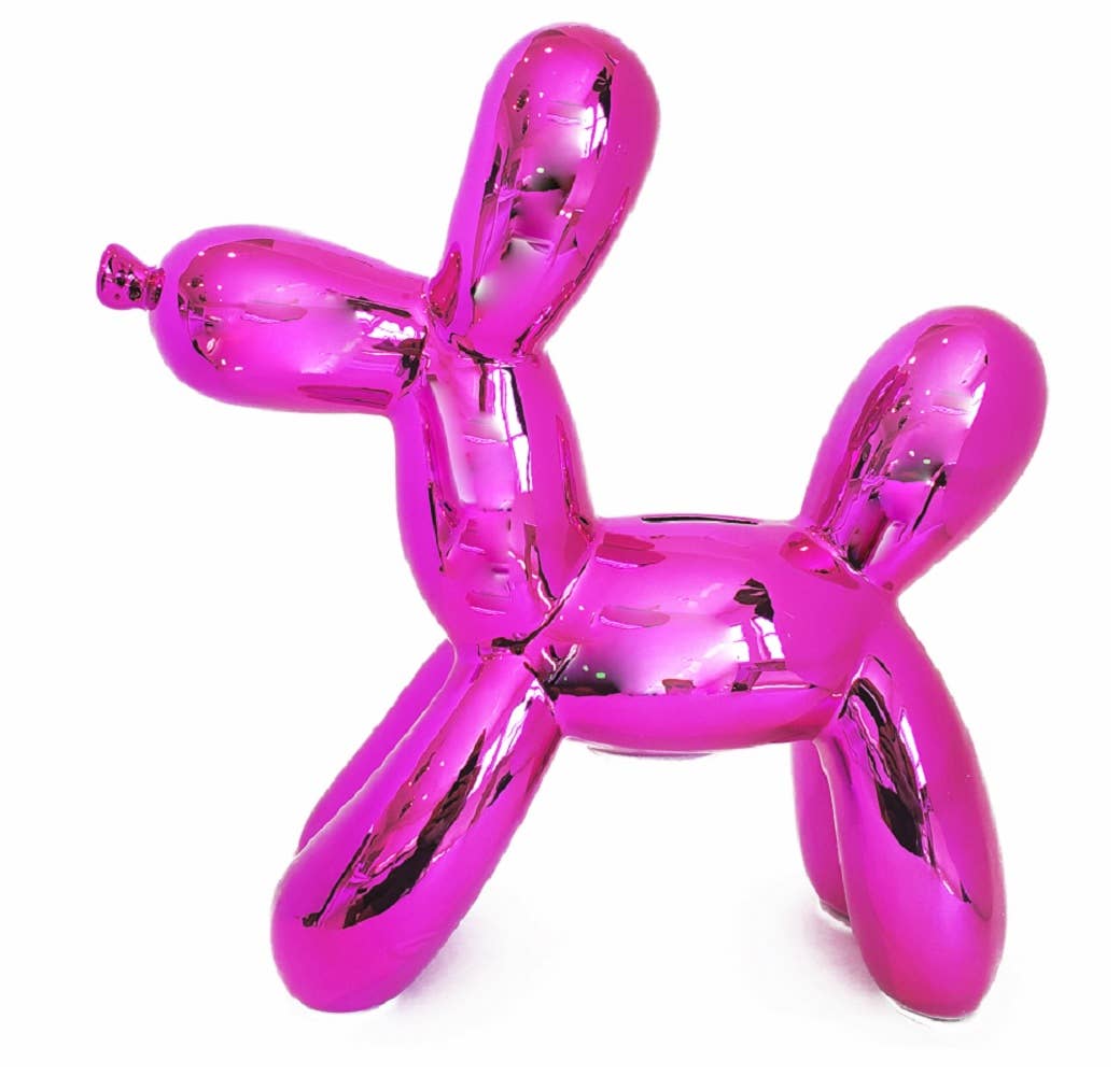 Hot Pink Ceramic Dog Piggy Bank - 12" tall