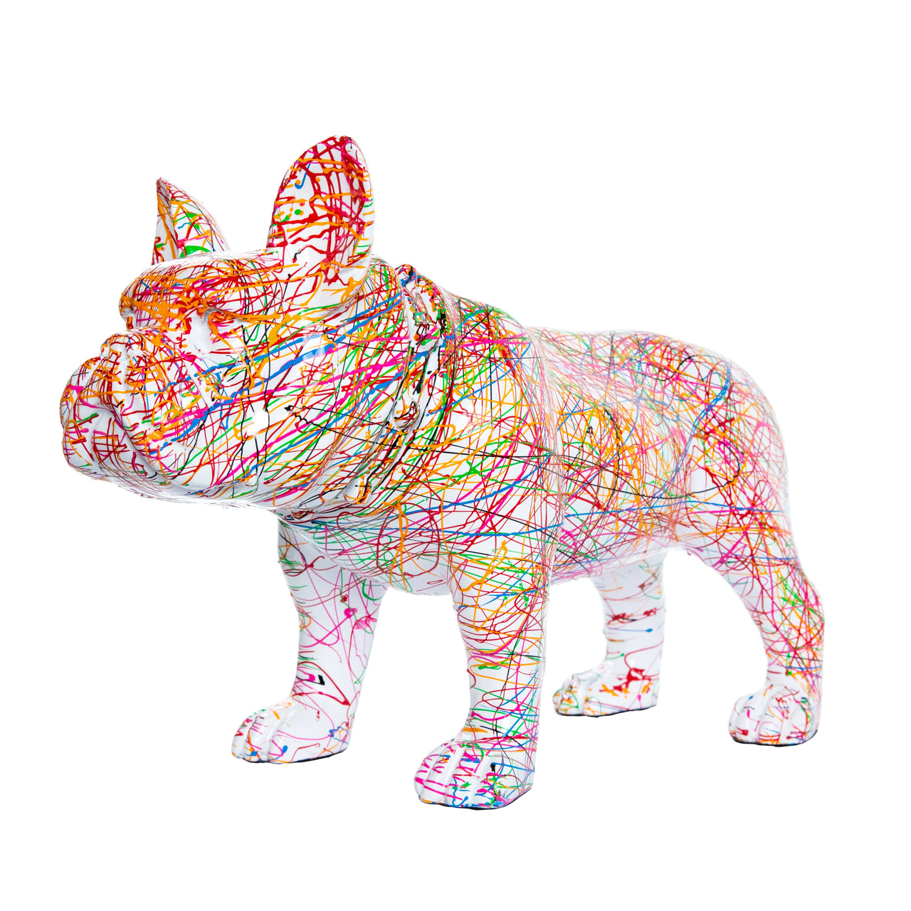 Painted Expressionist Standing Bulldog Sculpture - 14" long