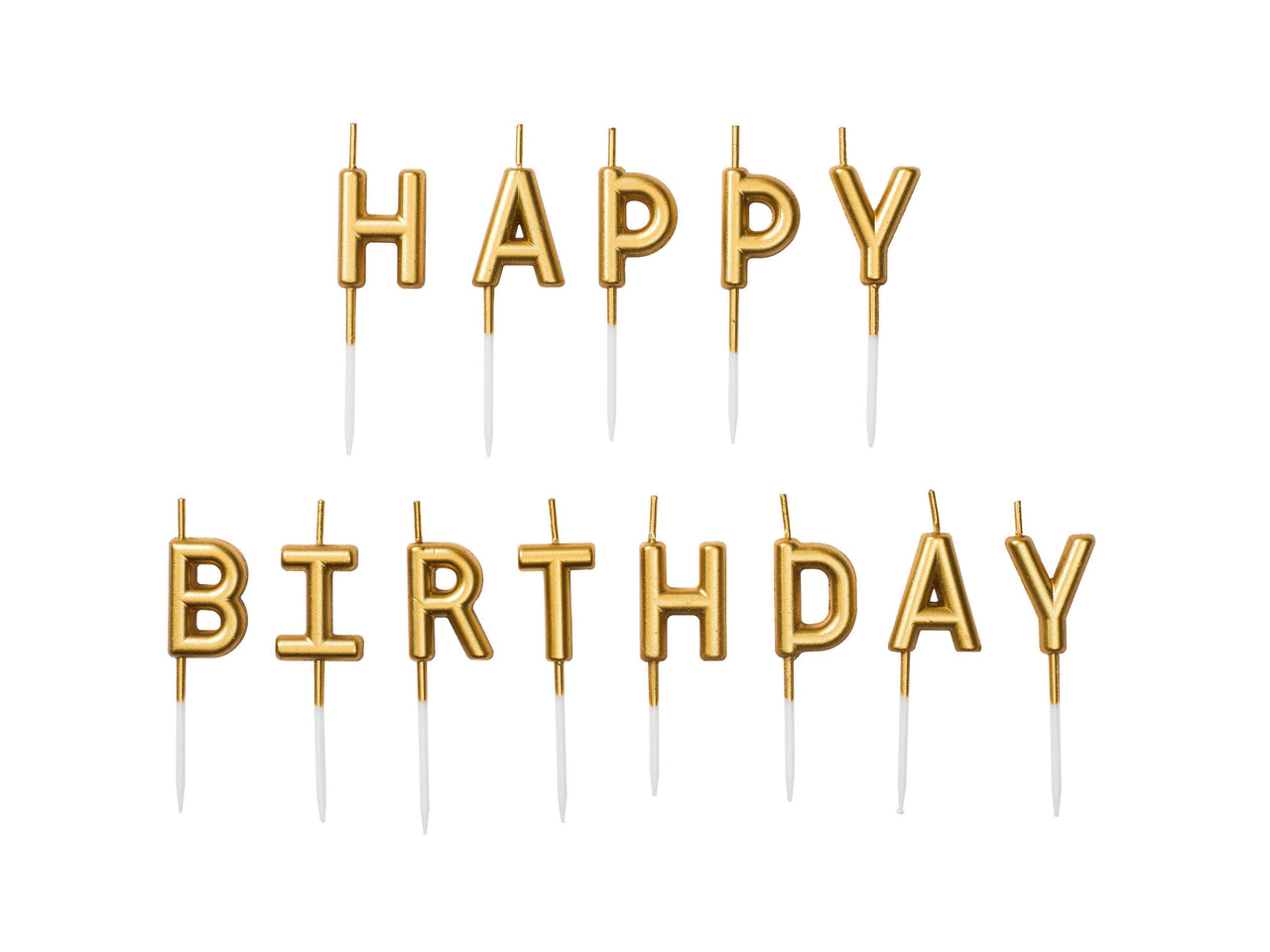 Cake candle “Happy Birthday”, Gold