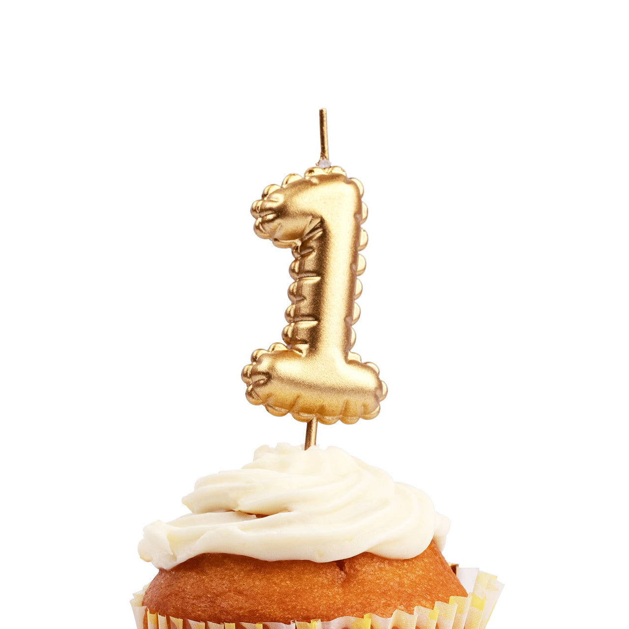 Number candle 1pc, 1, Foil balloon, Gold