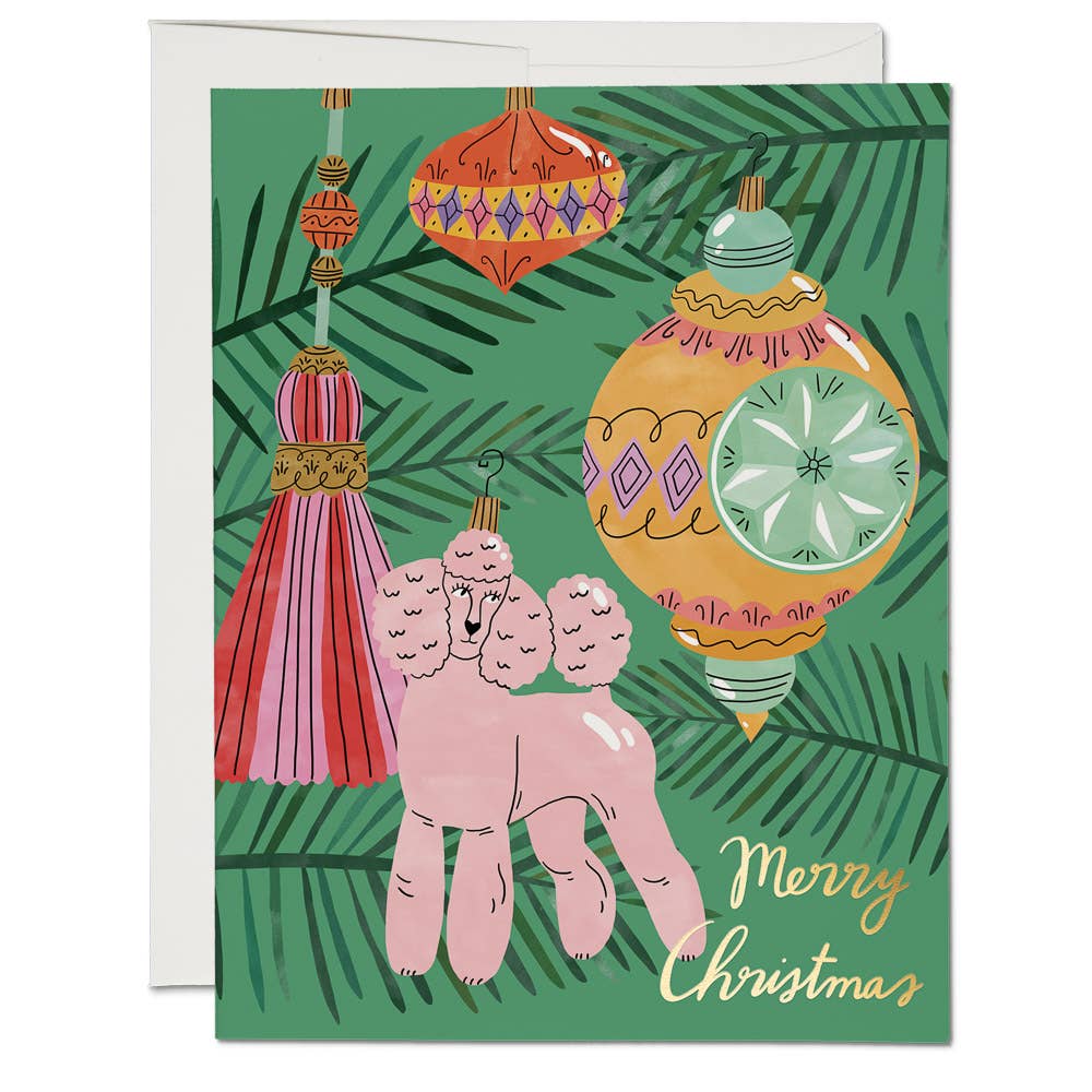 Christmas Poodle greeting card