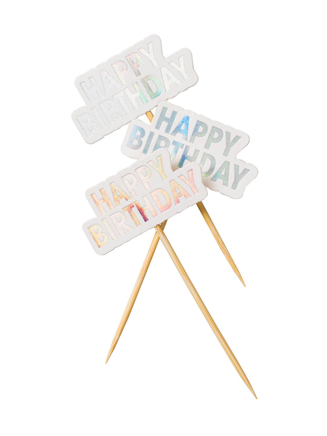 Cake toppers “HAPPY BIRTHDAY”, 10pcs, Iridescent