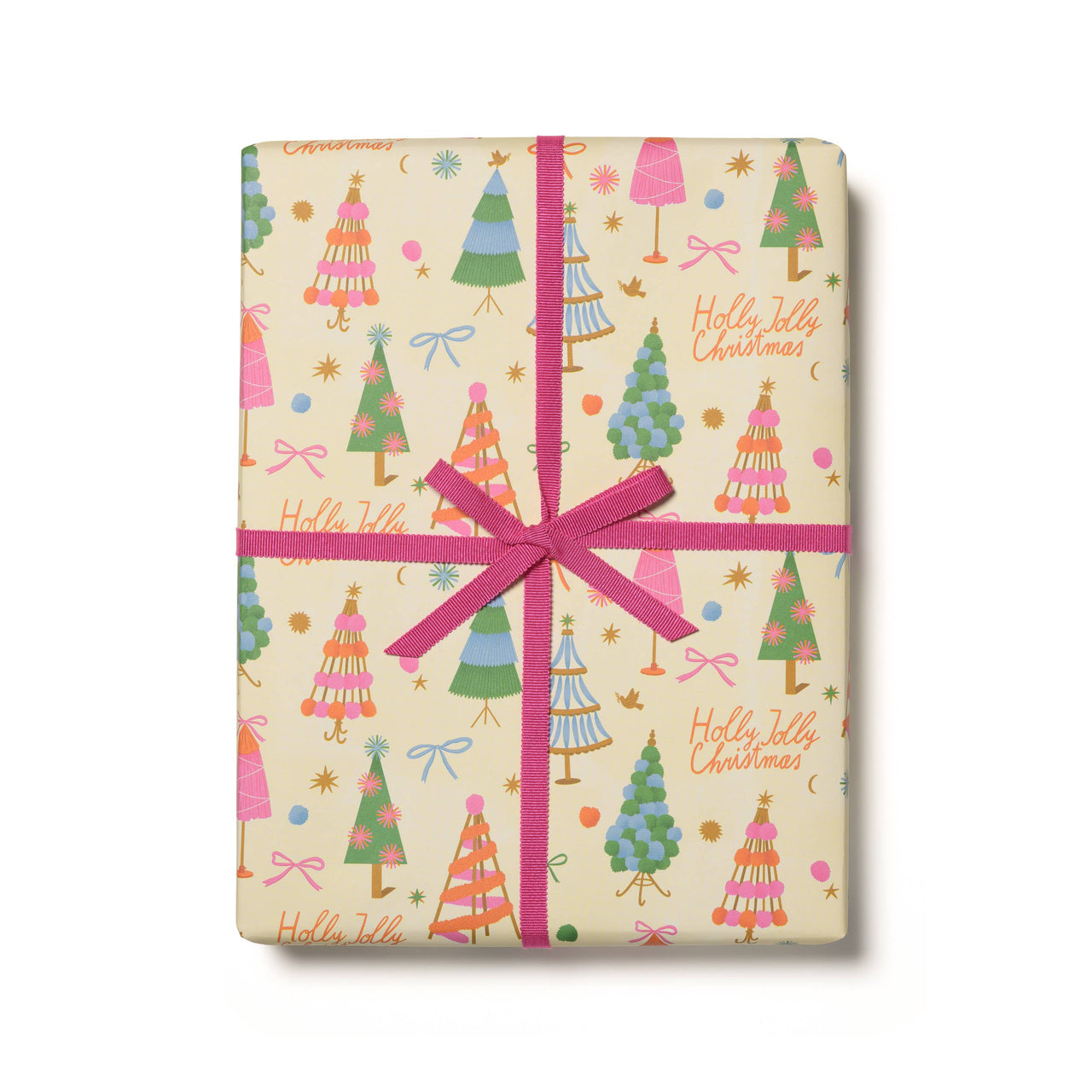 Holly Jolly Trees holiday wrapping paper