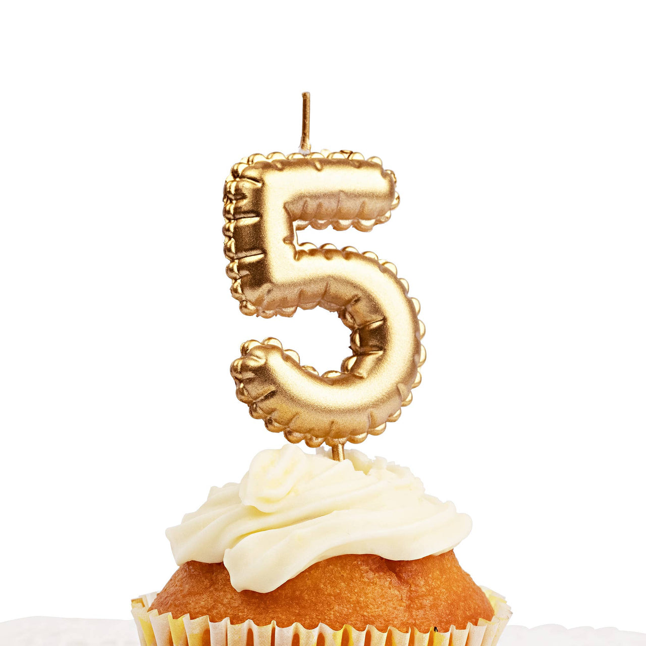 Number candle 1st, 5, Foil balloon, Gold