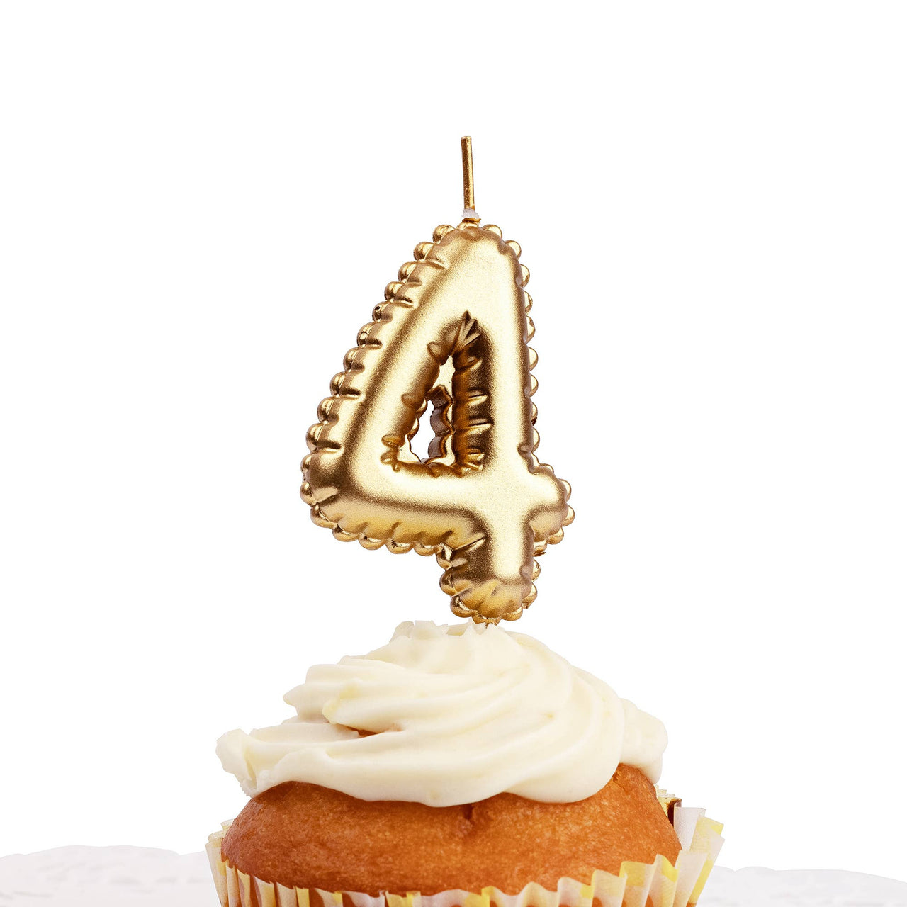 Number candle 1pc, 4, Foil balloon, Gold