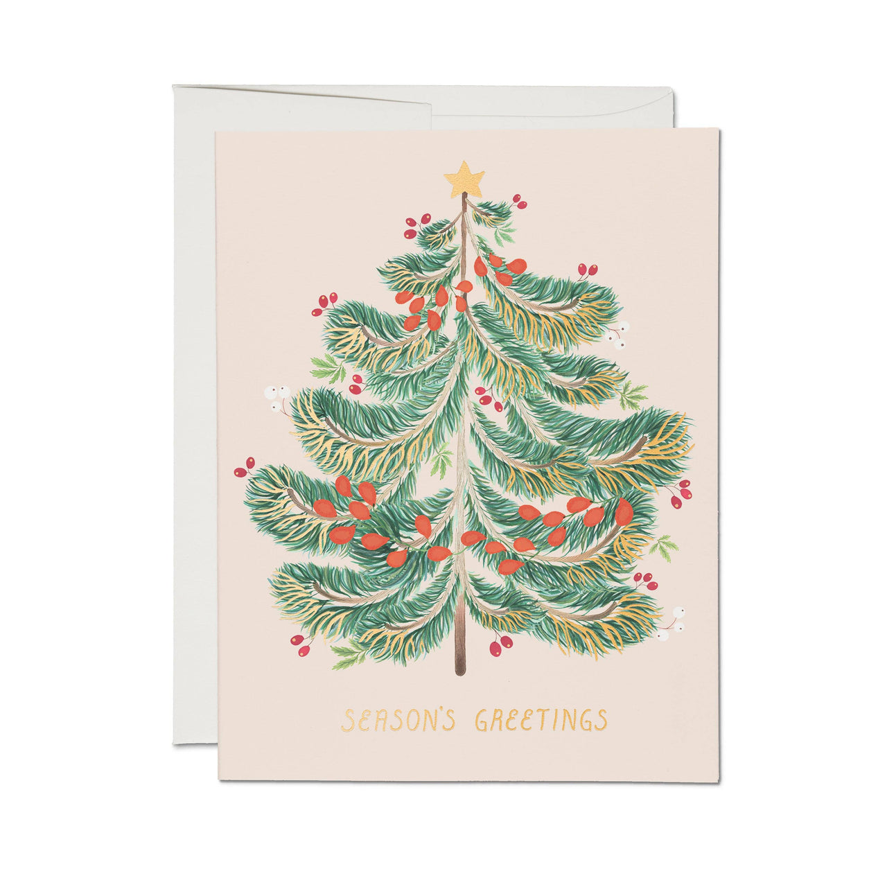 Festive Evergreen holiday greeting card