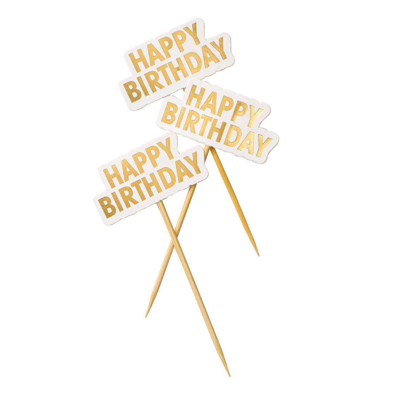 Cake toppers “HAPPY BIRTHDAY”, 10pcs, gold
