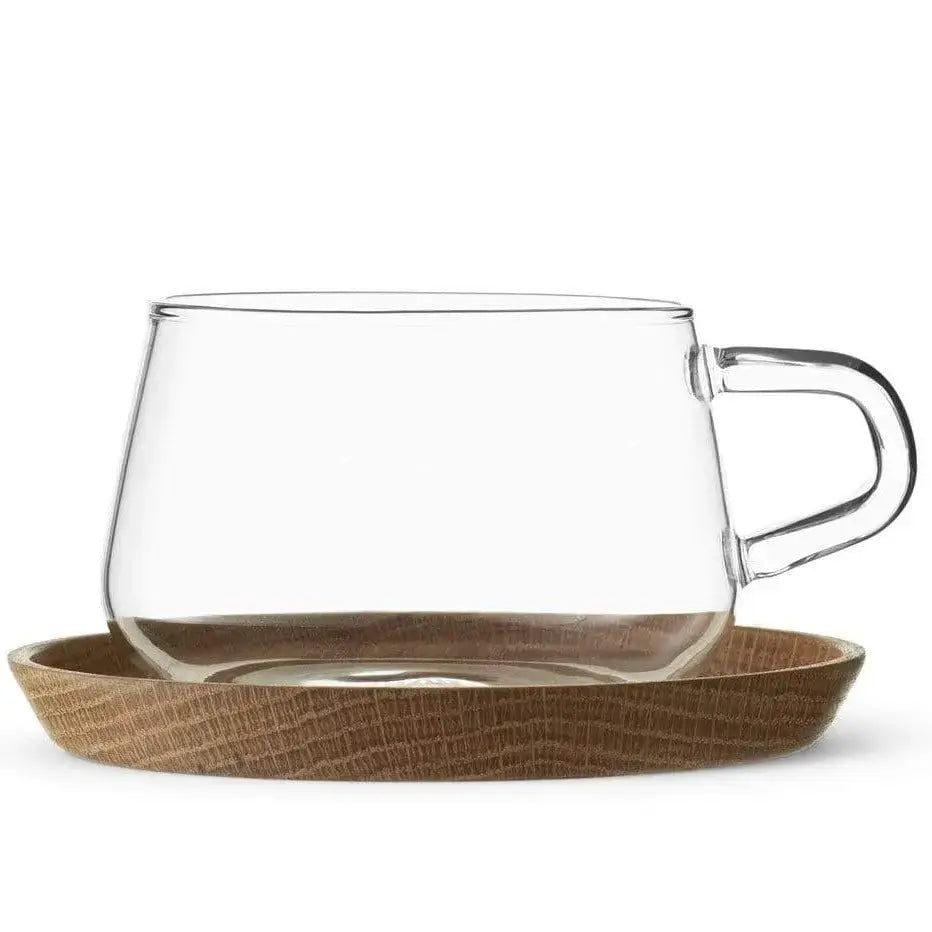 Classic™ Glass Tea / Coffee Cup & Wood Saucer Set