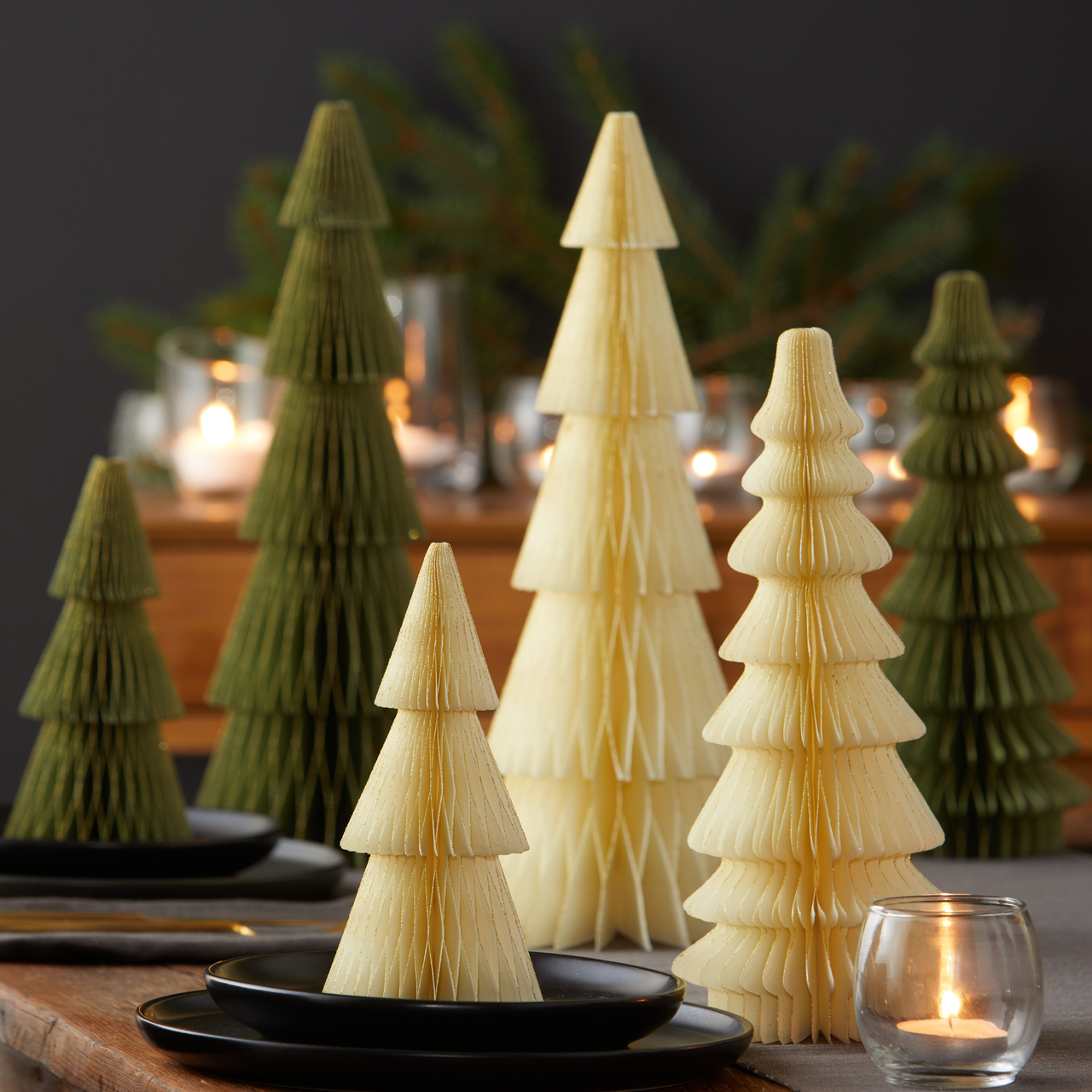 Honeycomb tree & ornaments, festive charm, nostalgic