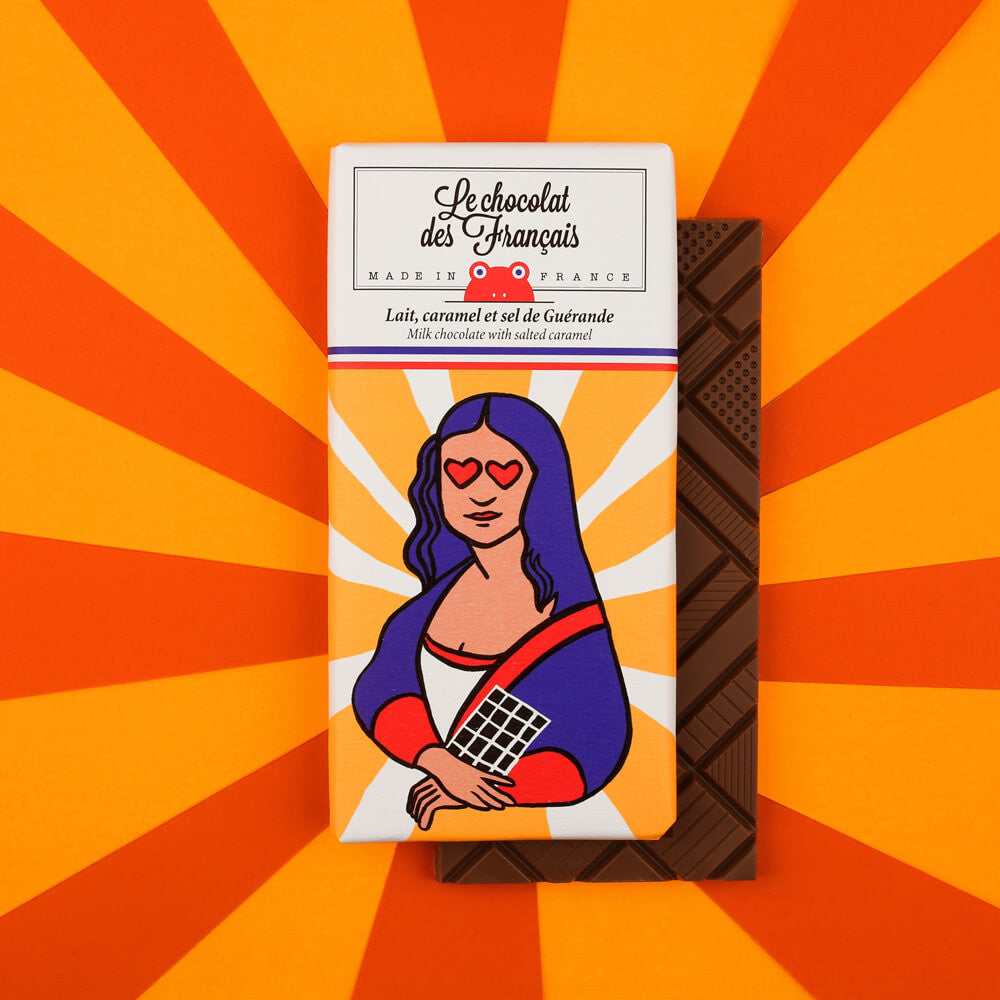 Le Chocolat des Français - Milk Chocolate & Salted Caramel Mona Lisa Bar (80g)