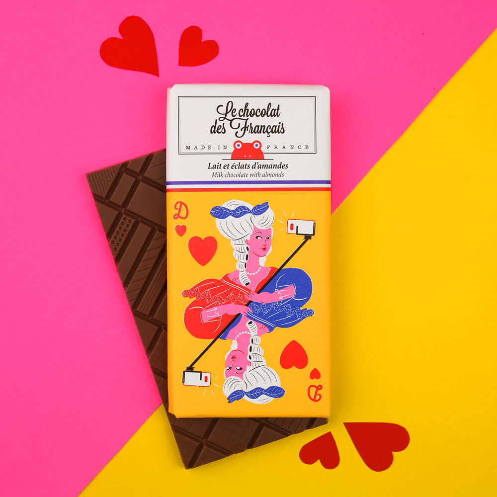 Le Chocolat des Francais - Milk Chocolate With Almonds - Marie Antoinette (80g)